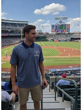 Texas Rangers Men's Medium Polo Shirt Blue Heathered Performance